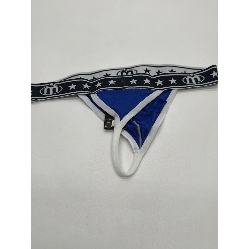 Manview Mens Blue Star Print Modal Low Rise Pouch Thong Underwear XL